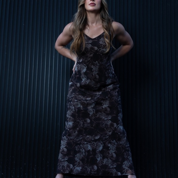 Vintage Brown floral gown - Picture 4 of 5